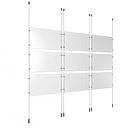 (9) 17'' Width x 11'' Height Clear Acrylic Frame & (6) Ceiling-to-Floor Aluminum Clear Anodized Cable Systems with (36) Single-Sided Panel Grippers