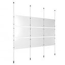 (9) 17'' Width x 11'' Height Clear Acrylic Frame & (4) Ceiling-to-Floor Aluminum Clear Anodized Cable Systems with (12) Single-Sided Panel Grippers (12) Double-Sided Panel Grippers