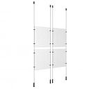 (4) 8-1/2'' Width x 11'' Height Clear Acrylic Frame & (4) Ceiling-to-Floor Aluminum Clear Anodized Cable Systems with (16) Single-Sided Panel Grippers