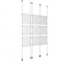 (9) 8-1/2'' Width x 11'' Height Clear Acrylic Frame & (6) Ceiling-to-Floor Aluminum Clear Anodized Cable Systems with (36) Single-Sided Panel Grippers