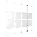 (8) 8-1/2'' Width x 11'' Height Clear Acrylic Frame & (8) Ceiling-to-Floor Aluminum Clear Anodized Cable Systems with (32) Single-Sided Panel Grippers