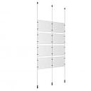 (8) 11'' Width x 8-1/2'' Height Clear Acrylic Frame & (3) Ceiling-to-Floor Aluminum Chrome Polished Cable Systems with (16) Single-Sided Panel Grippers (8) Double-Sided Panel Grippers