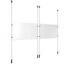 (2) 17'' Width x 11'' Height Clear Acrylic Frame & (4) Ceiling-to-Floor Aluminum Chrome Polished Cable Systems with (8) Single-Sided Panel Grippers