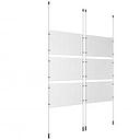 (6) 17'' Width x 11'' Height Clear Acrylic Frame & (4) Ceiling-to-Floor Aluminum Chrome Polished Cable Systems with (24) Single-Sided Panel Grippers