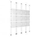 (12) 8-1/2'' Width x 11'' Height Clear Acrylic Frame & (8) Ceiling-to-Floor Aluminum Chrome Polished Cable Systems with (48) Single-Sided Panel Grippers