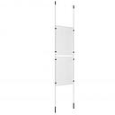 (2) 11'' Width x 17'' Height Clear Acrylic Frame & (2) Ceiling-to-Floor Stainless Steel Satin Brushed Cable Systems with (8) Single-Sided Panel Grippers