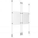 (2) 11'' Width x 17'' Height Clear Acrylic Frame & (4) Ceiling-to-Floor Stainless Steel Satin Brushed Cable Systems with (8) Single-Sided Panel Grippers