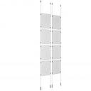 (8) 11'' Width x 17'' Height Clear Acrylic Frame & (4) Ceiling-to-Floor Stainless Steel Satin Brushed Cable Systems with (32) Single-Sided Panel Grippers