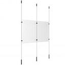 (2) 11'' Width x 17'' Height Clear Acrylic Frame & (3) Ceiling-to-Floor Stainless Steel Satin Brushed Cable Systems with (4) Single-Sided Panel Grippers (2) Double-Sided Panel Grippers