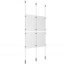 (4) 11'' Width x 17'' Height Clear Acrylic Frame & (3) Ceiling-to-Floor Stainless Steel Satin Brushed Cable Systems with (8) Single-Sided Panel Grippers (4) Double-Sided Panel Grippers