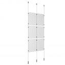 (6) 11'' Width x 17'' Height Clear Acrylic Frame & (3) Ceiling-to-Floor Stainless Steel Satin Brushed Cable Systems with (12) Single-Sided Panel Grippers (6) Double-Sided Panel Grippers