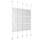 (12) 11'' Width x 17'' Height Clear Acrylic Frame & (5) Ceiling-to-Floor Stainless Steel Satin Brushed Cable Systems with (12) Single-Sided Panel Grippers (18) Double-Sided Panel Grippers