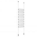 (4) 11'' Width x 8-1/2'' Height Clear Acrylic Frame & (2) Ceiling-to-Floor Stainless Steel Satin Brushed Cable Systems with (16) Single-Sided Panel Grippers