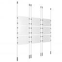 (9) 11'' Width x 8-1/2'' Height Clear Acrylic Frame & (6) Ceiling-to-Floor Stainless Steel Satin Brushed Cable Systems with (36) Single-Sided Panel Grippers