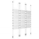 (12) 11'' Width x 8-1/2'' Height Clear Acrylic Frame & (6) Ceiling-to-Floor Stainless Steel Satin Brushed Cable Systems with (48) Single-Sided Panel Grippers