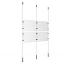 (4) 11'' Width x 8-1/2'' Height Clear Acrylic Frame & (3) Ceiling-to-Floor Stainless Steel Satin Brushed Cable Systems with (8) Single-Sided Panel Grippers (8) Double-Sided Panel Grippers