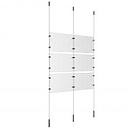 (6) 11'' Width x 8-1/2'' Height Clear Acrylic Frame & (3) Ceiling-to-Floor Stainless Steel Satin Brushed Cable Systems with (12) Single-Sided Panel Grippers (6) Double-Sided Panel Grippers