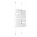 (8) 11'' Width x 8-1/2'' Height Clear Acrylic Frame & (3) Ceiling-to-Floor Stainless Steel Satin Brushed Cable Systems with (16) Single-Sided Panel Grippers (8) Double-Sided Panel Grippers