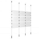 (9) 11'' Width x 8-1/2'' Height Clear Acrylic Frame & (4) Ceiling-to-Floor Stainless Steel Satin Brushed Cable Systems with (12) Single-Sided Panel Grippers (12) Double-Sided Panel Grippers