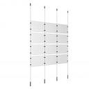 (12) 11'' Width x 8-1/2'' Height Clear Acrylic Frame & (4) Ceiling-to-Floor Stainless Steel Satin Brushed Cable Systems with (16) Single-Sided Panel Grippers (16) Double-Sided Panel Grippers