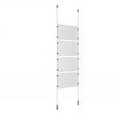 (4) 17'' Width x 11'' Height Clear Acrylic Frame & (2) Ceiling-to-Floor Stainless Steel Satin Brushed Cable Systems with (16) Single-Sided Panel Grippers