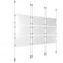 (9) 17'' Width x 11'' Height Clear Acrylic Frame & (6) Ceiling-to-Floor Stainless Steel Satin Brushed Cable Systems with (36) Single-Sided Panel Grippers