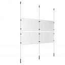 (4) 17'' Width x 11'' Height Clear Acrylic Frame & (3) Ceiling-to-Floor Stainless Steel Satin Brushed Cable Systems with (8) Single-Sided Panel Grippers (4) Double-Sided Panel Grippers