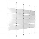 (16) 17'' Width x 11'' Height Clear Acrylic Frame & (5) Ceiling-to-Floor Stainless Steel Satin Brushed Cable Systems with (16) Single-Sided Panel Grippers (24) Double-Sided Panel Grippers