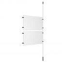 (2) 17'' Width x 11'' Height Clear Acrylic Frame & (1) Ceiling-to-Floor Stainless Steel Satin Brushed Cable Systems with (4) Single-Sided Panel Grippers (4) Double-Sided Panel Grippers