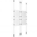 (4) 8-1/2'' Width x 11'' Height Clear Acrylic Frame & (4) Ceiling-to-Floor Stainless Steel Satin Brushed Cable Systems with (16) Single-Sided Panel Grippers