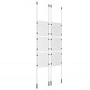 (6) 8-1/2'' Width x 11'' Height Clear Acrylic Frame & (4) Ceiling-to-Floor Stainless Steel Satin Brushed Cable Systems with (24) Single-Sided Panel Grippers