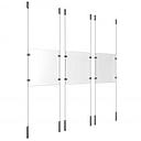 (3) 8-1/2'' Width x 11'' Height Clear Acrylic Frame & (6) Ceiling-to-Floor Stainless Steel Satin Brushed Cable Systems with (12) Single-Sided Panel Grippers