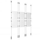 (6) 8-1/2'' Width x 11'' Height Clear Acrylic Frame & (6) Ceiling-to-Floor Stainless Steel Satin Brushed Cable Systems with (24) Single-Sided Panel Grippers