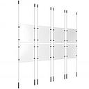 (8) 8-1/2'' Width x 11'' Height Clear Acrylic Frame & (8) Ceiling-to-Floor Stainless Steel Satin Brushed Cable Systems with (32) Single-Sided Panel Grippers