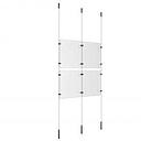 (4) 8-1/2'' Width x 11'' Height Clear Acrylic Frame & (3) Ceiling-to-Floor Stainless Steel Satin Brushed Cable Systems with (8) Single-Sided Panel Grippers (4) Double-Sided Panel Grippers