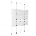 (12) 8-1/2'' Width x 11'' Height Clear Acrylic Frame & (5) Ceiling-to-Floor Stainless Steel Satin Brushed Cable Systems with (12) Single-Sided Panel Grippers (18) Double-Sided Panel Grippers