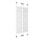 (8) 8-1/2'' Width x 11'' Height Clear Acrylic Frame & (4) Stainless Steel Satin Brushed Adjustable Angle Cable Systems with (32) Single-Sided Panel Grippers