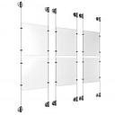 (6) 8-1/2'' Width x 11'' Height Clear Acrylic Frame & (6) Stainless Steel Satin Brushed Adjustable Angle Cable Systems with (24) Single-Sided Panel Grippers