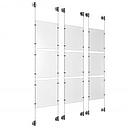 (9) 8-1/2'' Width x 11'' Height Clear Acrylic Frame & (6) Aluminum Clear Anodized Adjustable Angle Cable Systems with (36) Single-Sided Panel Grippers