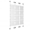 (12) 8-1/2'' Width x 11'' Height Clear Acrylic Frame & (6) Stainless Steel Satin Brushed Adjustable Angle Cable Systems with (48) Single-Sided Panel Grippers