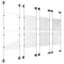 (8) 8-1/2'' Width x 11'' Height Clear Acrylic Frame & (8) Stainless Steel Satin Brushed Adjustable Angle Cable Systems with (32) Single-Sided Panel Grippers