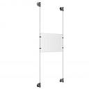 (1) 11'' Width x 8-1/2'' Height Clear Acrylic Frame & (2) Stainless Steel Satin Brushed Adjustable Angle Cable Systems with (4) Single-Sided Panel Grippers