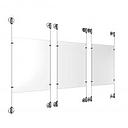 (3) 11'' Width x 17'' Height Clear Acrylic Frame & (6) Stainless Steel Satin Brushed Adjustable Angle Cable Systems with (12) Single-Sided Panel Grippers