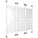 (6) 11'' Width x 17'' Height Clear Acrylic Frame & (6) Aluminum Clear Anodized Adjustable Angle Cable Systems with (24) Single-Sided Panel Grippers