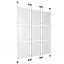 (9) 11'' Width x 17'' Height Clear Acrylic Frame & (6) Aluminum Clear Anodized Adjustable Angle Cable Systems with (36) Single-Sided Panel Grippers