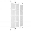 (12) 11'' Width x 17'' Height Clear Acrylic Frame & (6) Aluminum Clear Anodized Adjustable Angle Cable Systems with (48) Single-Sided Panel Grippers