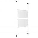 (2) 17'' Width x 11'' Height Clear Acrylic Frame & (2) Stainless Steel Satin Brushed Adjustable Angle Cable Systems with (8) Single-Sided Panel Grippers