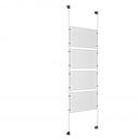 (4) 17'' Width x 11'' Height Clear Acrylic Frame & (2) Aluminum Clear Anodized Adjustable Angle Cable Systems with (16) Single-Sided Panel Grippers