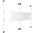 (2) 17'' Width x 11'' Height Clear Acrylic Frame & (4) Aluminum Clear Anodized Adjustable Angle Cable Systems with (8) Single-Sided Panel Grippers