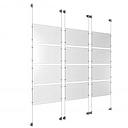 (12) 17'' Width x 11'' Height Clear Acrylic Frame & (6) Stainless Steel Satin Brushed Adjustable Angle Cable Systems with (48) Single-Sided Panel Grippers